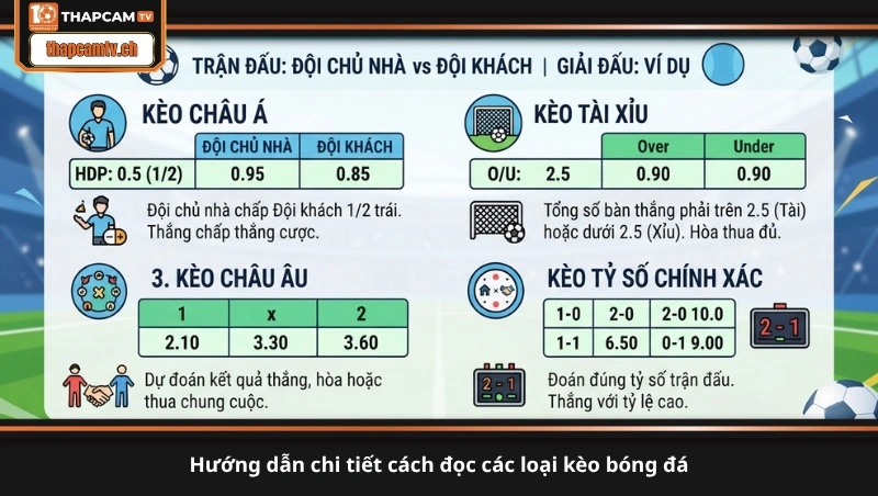 hướng dẫn chi tiết cách đọc các loại kèo bóng đá
