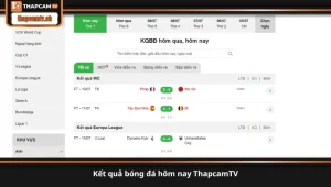 kết quả bóng đá hôm nay ThapcamTV