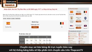 Chuyên mục soi kèo bóng đá trực tuyến hôm nay với hệ thống bảng biểu số liệu phân tích chuyên sâu trên ThapcamTV