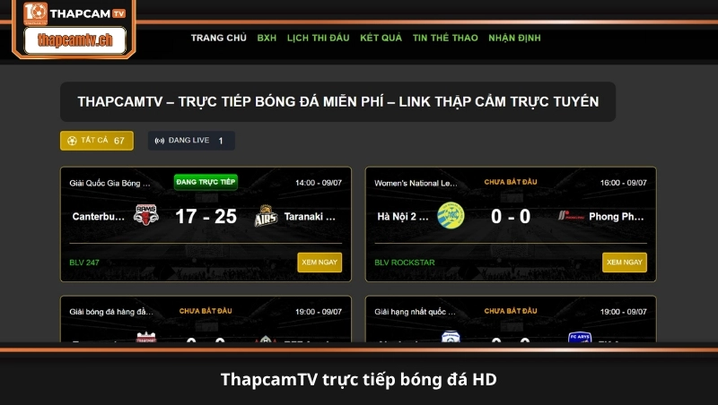 ThapcamTV trực tiếp bóng đá HD